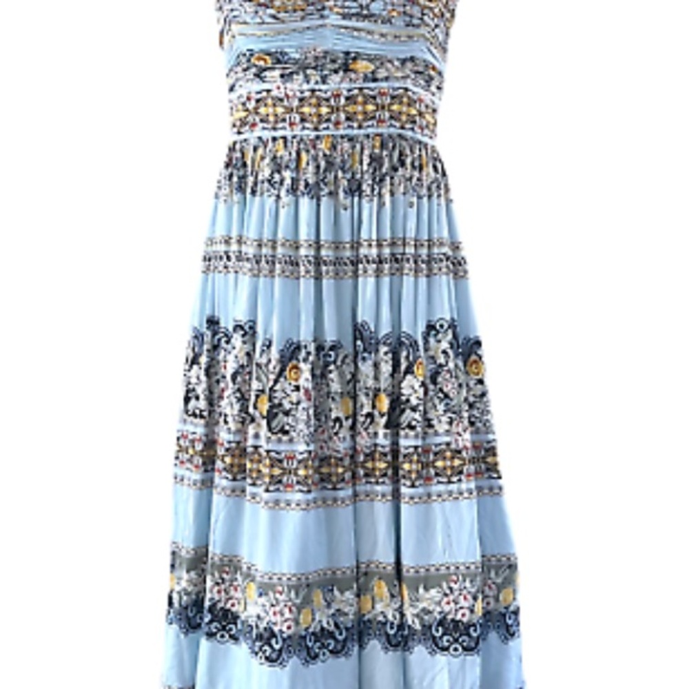 White House Black Market Blue Strapless Sundress for Casual Resort Wear